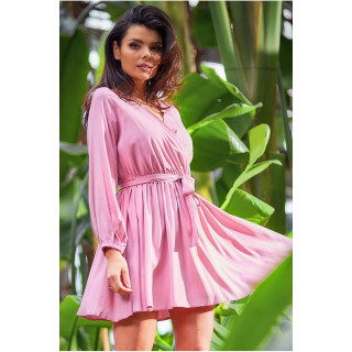 Roza mini obleka s pasom