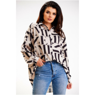 Ženska bež oversize majica s črkami