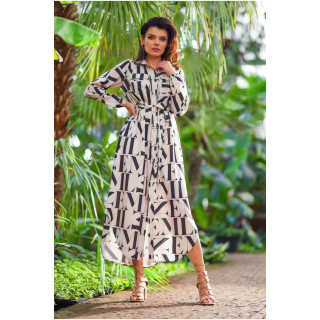 Ženska srajčna maksi obleka s črkami