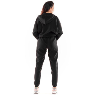 Ženski črn pulover s kapuco