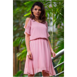 Ženska roza obleka iz šifona