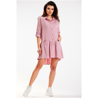 Roza srajčna obleka