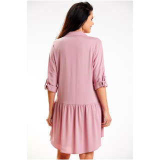 Roza srajčna obleka