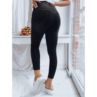 Ženske črne kavbojke z visokim pasom