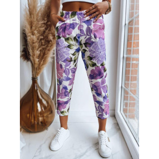 Vijolične elegantne hlače z rožicami