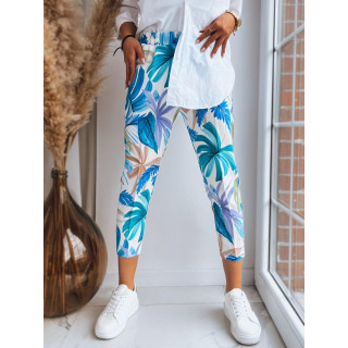 Elegantne hlače v belo-zeleni barvi