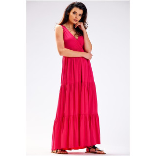 Ženska dolga roza obleka za poletje
