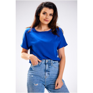 Modra zračna bluza s kratkimi rokavi