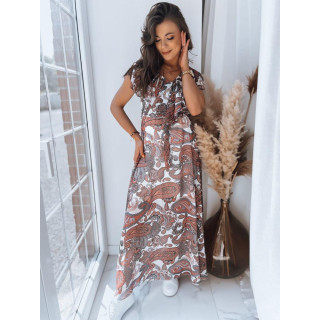 Dolga bela obleka z vzorcem