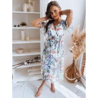 Bela ženska obleka s cvetovi