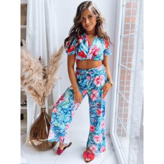 Vzorčast ženski top v turkizni barvi