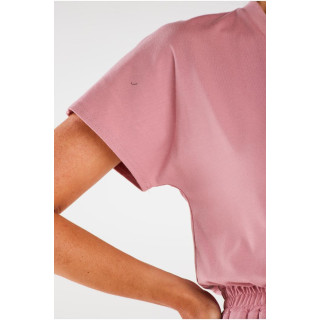 Ženska roza maxi obleka s kratkimi rokavi