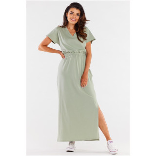 Mint maxi obleka s kratkimi rokavi