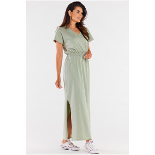 Mint maxi obleka s kratkimi rokavi