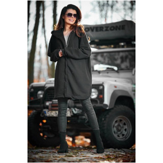 Črn ženski oversized pulover s kapuco