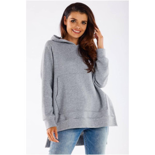 Asimetričen siv pulover z razporki