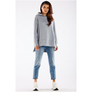 Asimetričen siv pulover z razporki