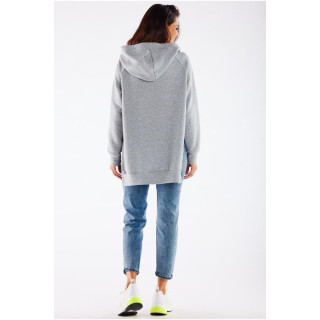Asimetričen siv pulover z razporki