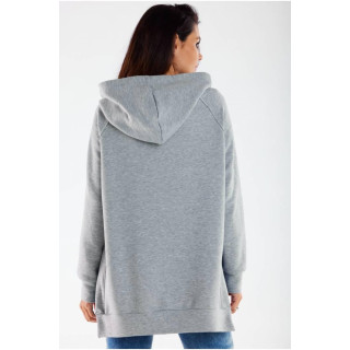 Asimetričen siv pulover z razporki