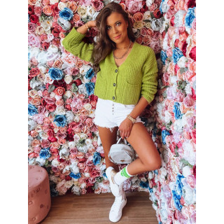 Svetlo zelen kratek pulover z gumbi