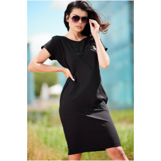 Črna poletna obleka s kratkimi rokavi