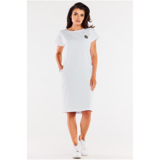 Ženska bela obleka s kratkimi rokavi