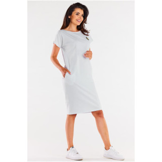 Ženska bela obleka s kratkimi rokavi