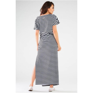 Črno bela črtasta obleka za poletje