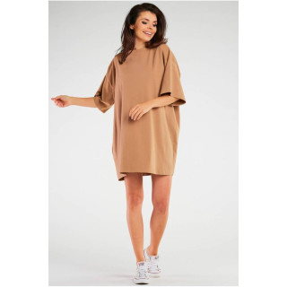 Ohlapna ženska bež obleka