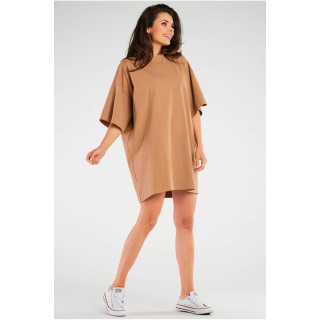 Ohlapna ženska bež obleka