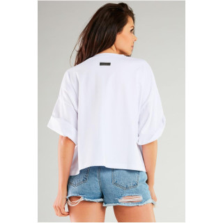 Ohlapna bela majica s širokimi rokavi