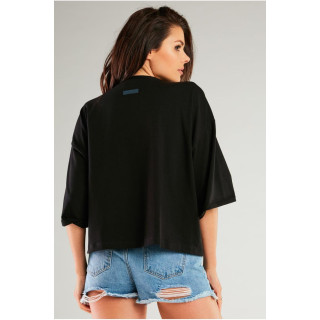 Črna ohlapna majica s širokimi rokavi