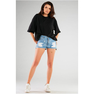 Črna ohlapna majica s širokimi rokavi