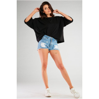 Črna ohlapna majica s širokimi rokavi