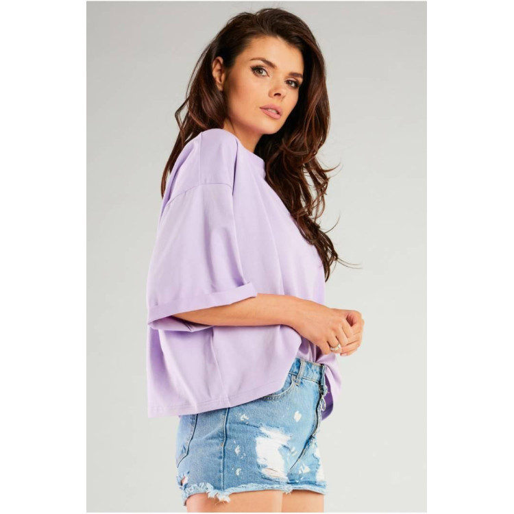 Ženska vijolična majica s širokimi rokavi