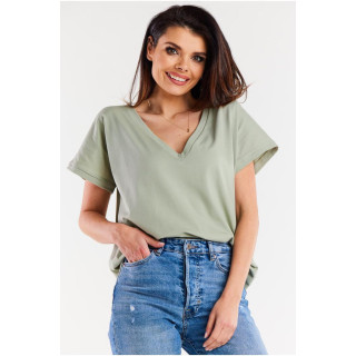 Ženska mint majica z v-izrezom