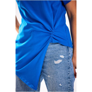 Modra asimetrična majica s kratkimi rokavi