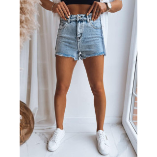 Svetlo modre ženske kratke hlače z višjim pasom