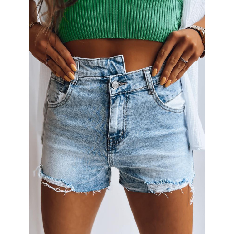 Svetlo modre kratke hlače z asimetričnim zapenjanjem