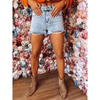 Svetlo modre ženske kratke hlače z višjim pasom