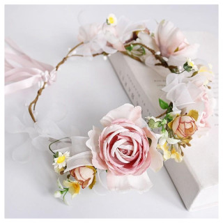 Boho venček za lase z velikimi cvetovi