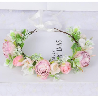 Cvetlični venček za lase v roza barvah