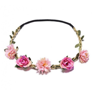 Venček za lase z roza cvetovi