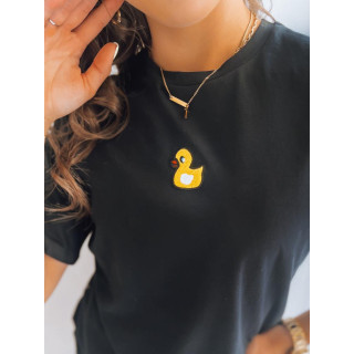 Ženska črna majica z našitkom