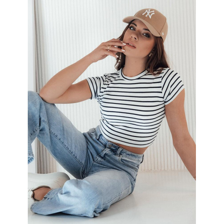 Ženska bela majica s črtami