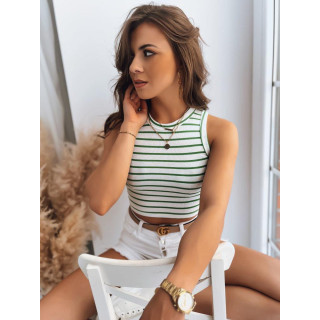 Ženski črtasti top v belo-zeleni barvi