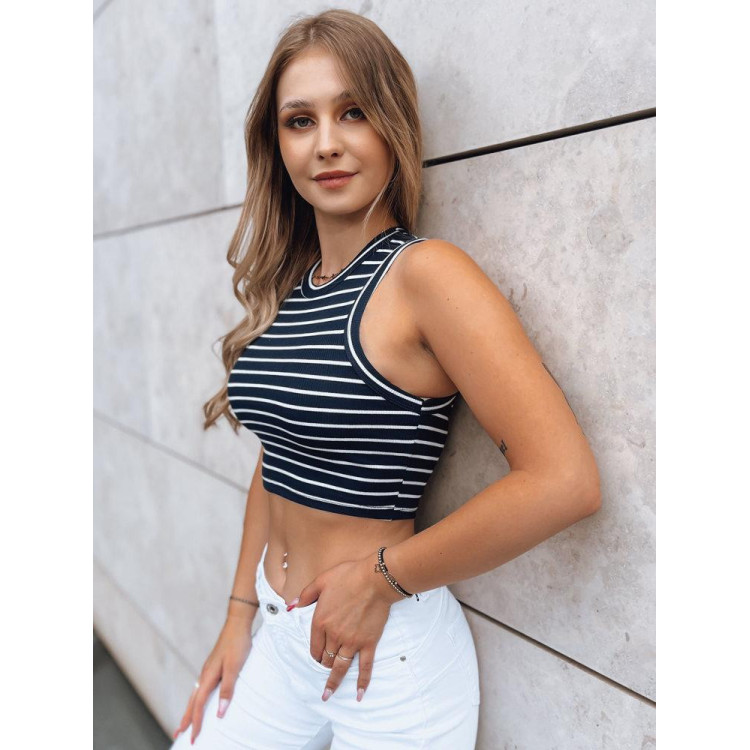 Ženski temno moder top s črtami