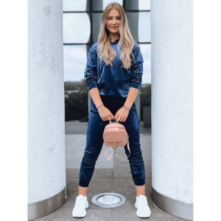 Ženski komplet iz velurja temno modre barve