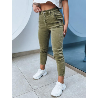 Zelene hlače MOM FIT z elastiko v pasu