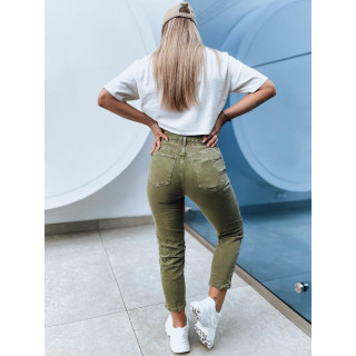 Zelene hlače MOM FIT z elastiko v pasu